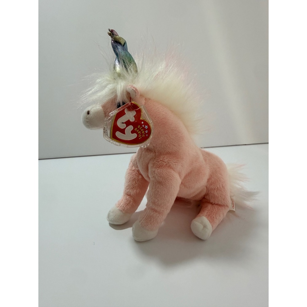 Ty Beanie Baby Charmer Unicorn Kids Small Pink Good Iridescent Horn 2002 Plush